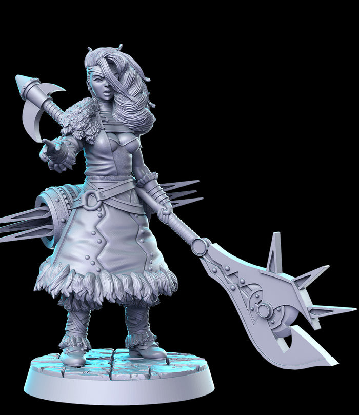 Savage Sexy Futuristic Cavewoman Wild Woman Fighter Ranger - 28mm or 32mm Miniatures RN Estudio Mini Cyberpunk Vol 2