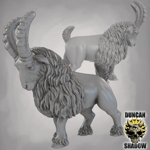 a detailed 3D rendering of a ram, with its long horns and shaggy fur. The ram is standing on all fours, showcasing its impressive size and strength. The image is a close-up of the ram, allowing for a detailed view of its features and texture.