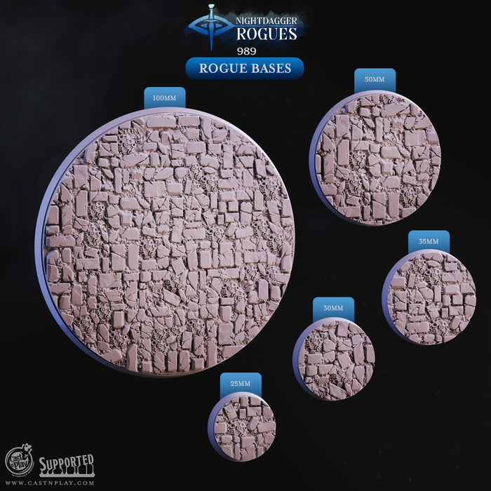 Rogue Round Stone City Street Bases for D&D Miniatures Nightdagger Rogues