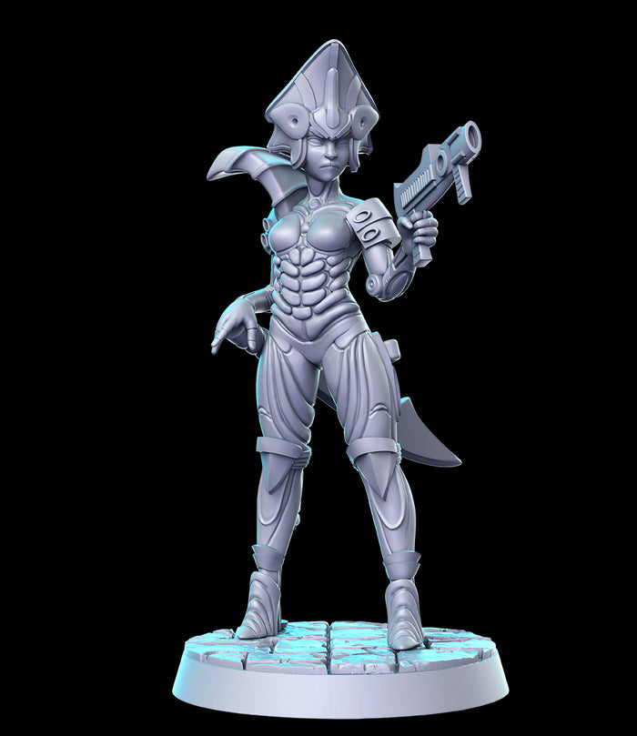 Nefer Cat Girl Futuristic Female Feline Gunner  - 28mm or 32mm Miniatures RN Estudio Mini Cyberpunk Vol 2