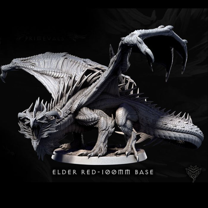 Elder Red Dragon Fire Wyrm - 32mm Scale 3D Resin Printed Miniature Mini Monster Mayhem Mini - Clash of the Primevals