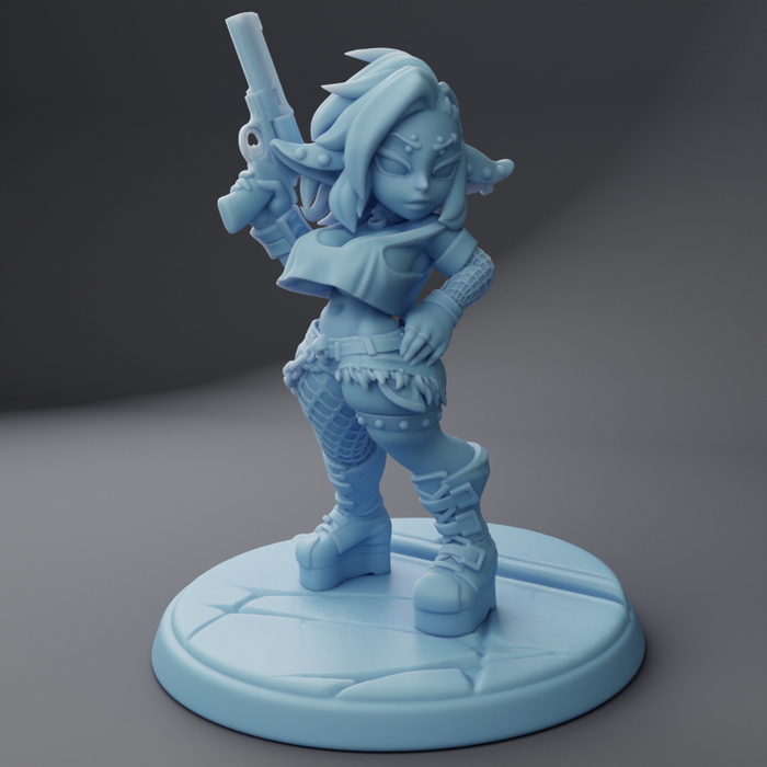 Leora the Goblin Punk Gunner - 28mm 32mm 54mm or 75mm Miniatures Twin Goddess Goblins Vol 3