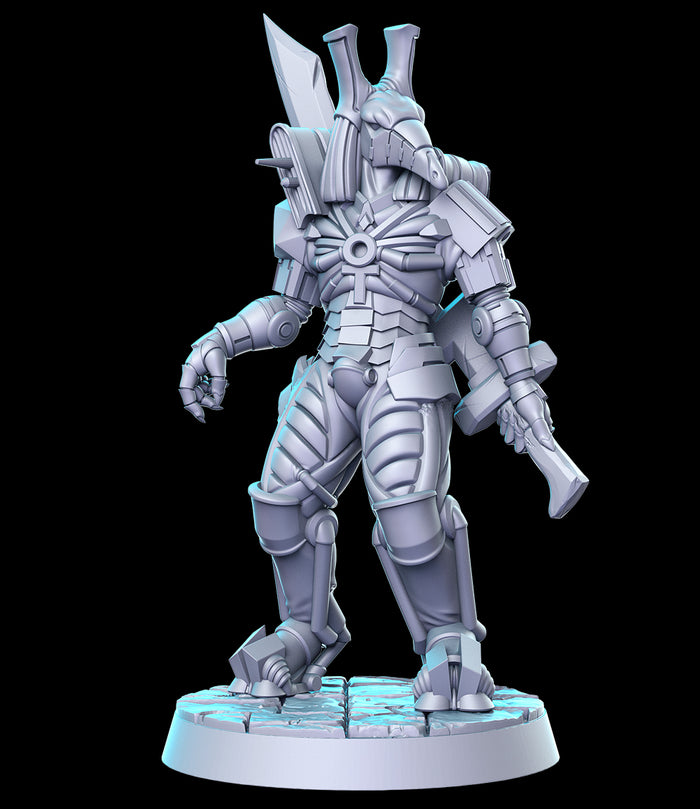 Seth Futuristic Armored Alien Fighter Robot Android - 28mm or 32mm Miniatures RN Estudio Mini Cyberpunk Vol 2