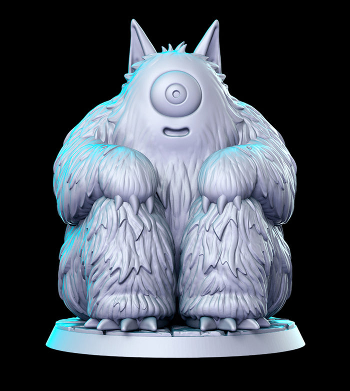 Big Eye Fuzzy Horned Cyclops Video Game Monster - 28mm or 32mm Miniatures RN Estudio Mini DQ JRPG 25