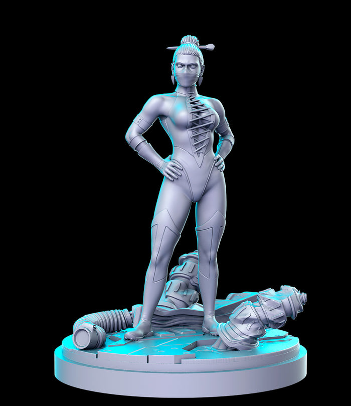 Kitana Sexy Female Assassin Fighter  - 28mm or 32mm Miniatures RN Estudio Mini Wonderful 80's Vol 8