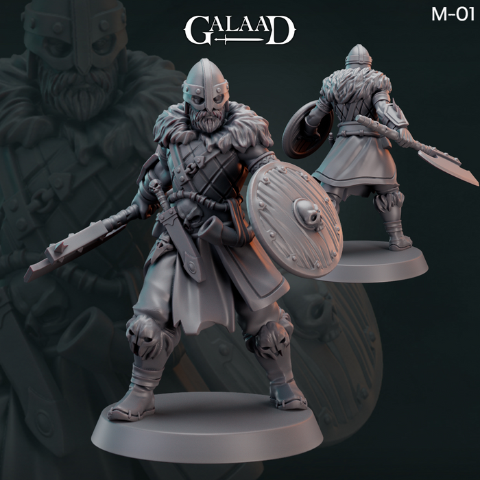 Enlarged Viking Warriors with Werewolf- 28mm 32mm Miniatures - Norse Fighters