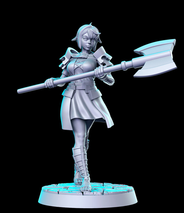 Fran Armored Sexy Female Warrior Knight W/ Battle Axe Anime - 28mm or 32mm Miniatures RN Estudio Mini JRPG Vol 36