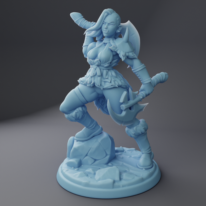 Orc Barbarian Female - 28mm 32mm 54mm or 75mm Miniatures Twin Goddess Girl Power