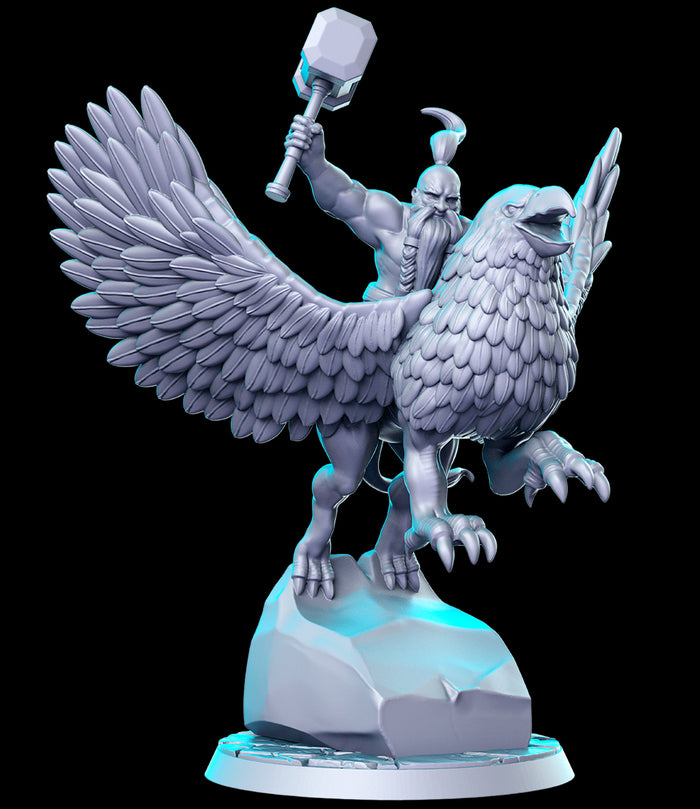 Falstrad Dwarf Gryphon Rider Fighter Ranger - 28mm or 32mm Miniatures RN Estudio Mini Blizz Vol 3