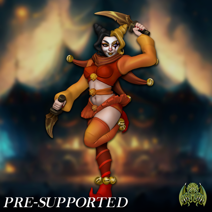 Trixie the Knife Thrower Sexy Female Ninja Clown Jester SFW or NSFW - 28mm or 32mm Miniatures of Madness Mini Circus