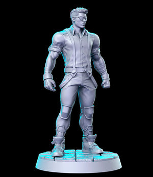 a statue of a man in a suit and glasses