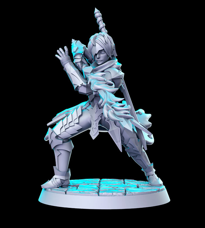 Alphen Dahnan Warrior Fighter Swordsman Video Game Hero - 28mm or 32mm Miniatures RN Estudio Mini JRPG Vol. 21