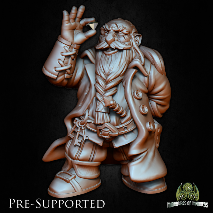 Rufus Trickeyes Dwarf Merchant - 28mm or 32mm Miniatures of Madness Mini Villagers