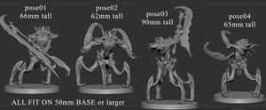 a bunch of different types of alien figurines