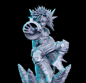 a statue of a man with spiked hair