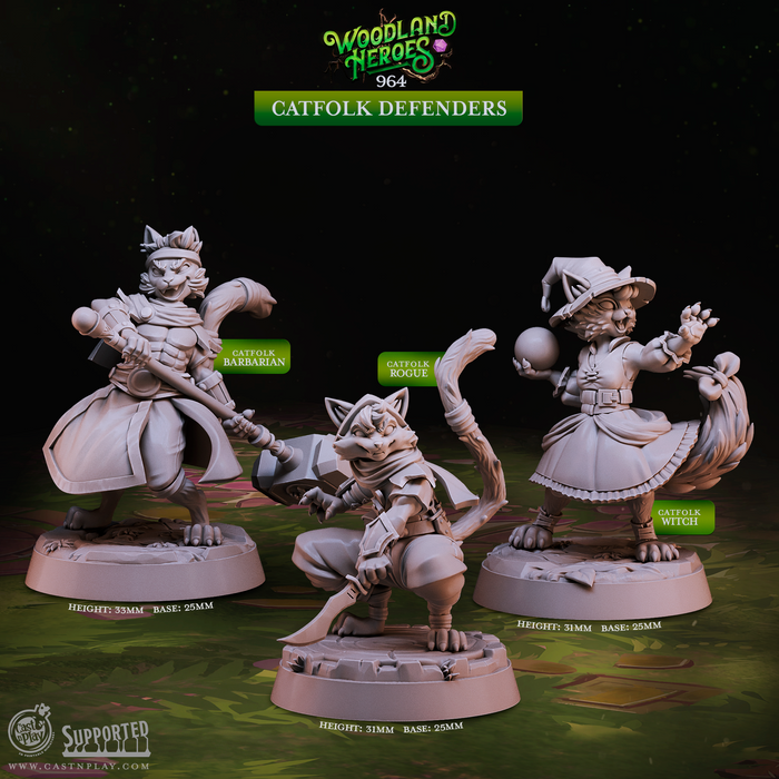 Catfolk Defenders Tabaxi 28mm or 32mm Miniatures Woodland Heroes