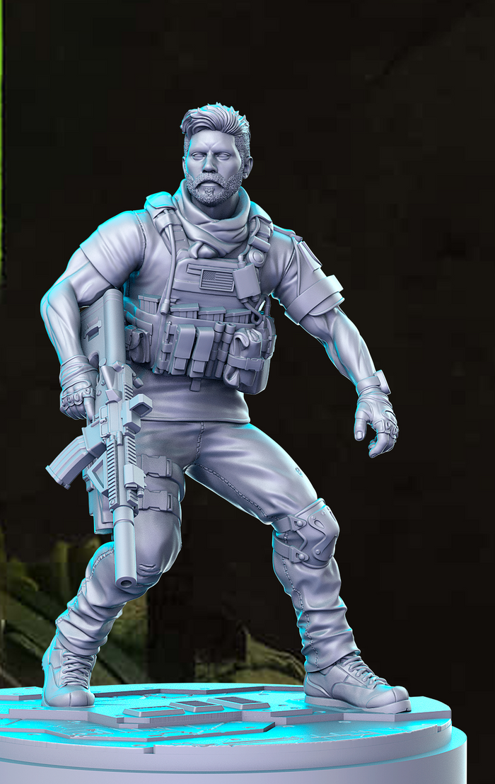 Alex Military Operations Officer Soldier Gunman - 28mm or 32mm Miniatures RN Estudio Mini Champions CoD