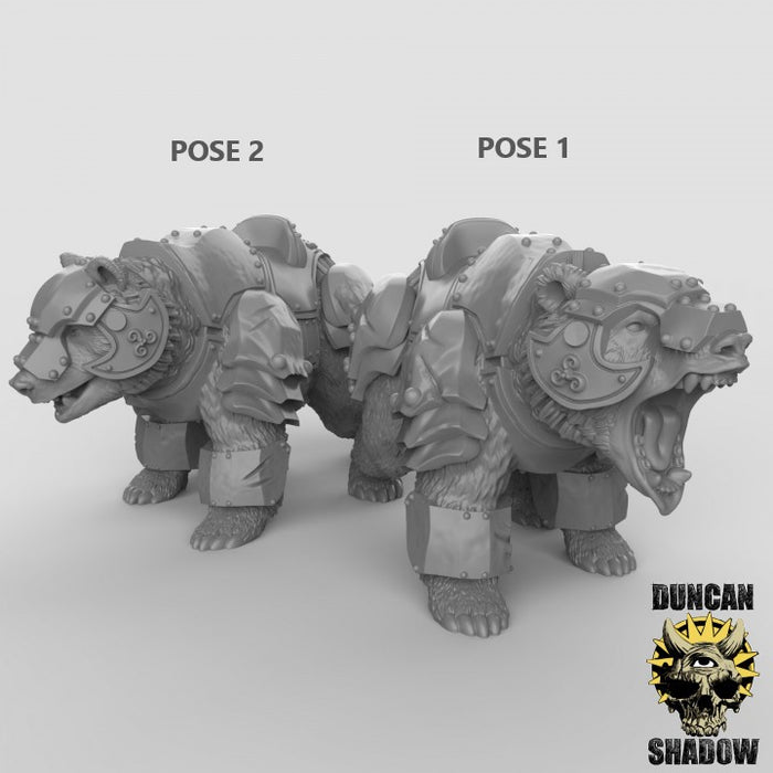 Bears W/ Armored and Unarmored Options Wild Animals 28mm or 32mm Miniatures Woolpack