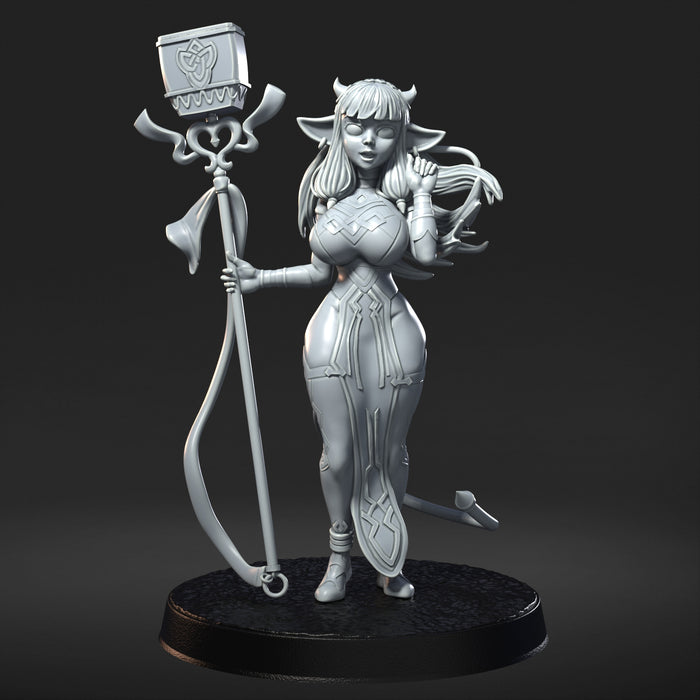 Cowy Sexy Busty Female Cow Cleric - 28mm or 32mm Cutesy Anime Miniatures RN Estudio Mini RPG Party