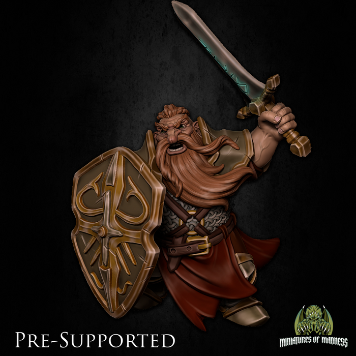 Theldor Hullsplitter Knight Warrior Fighter Dwarf  - 28mm or 32mm Miniatures of Madness Mini Villagers