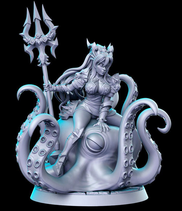 ACC Octo Knight Sexy Female Warrior on Octopus Anime - 28mm or 32mm Miniatures RN Estudio Mini JRPG Vol 34