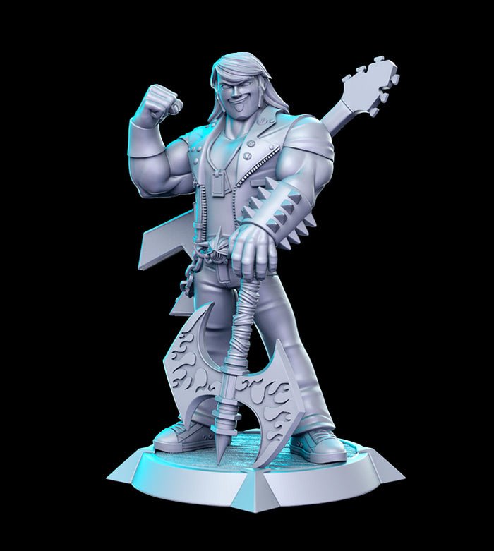Eddie Riggs Brutal Legend Guitarist Fighter Human Demon - 28mm or 32mm Miniatures RN Estudio Mini Western RPG Vol 4