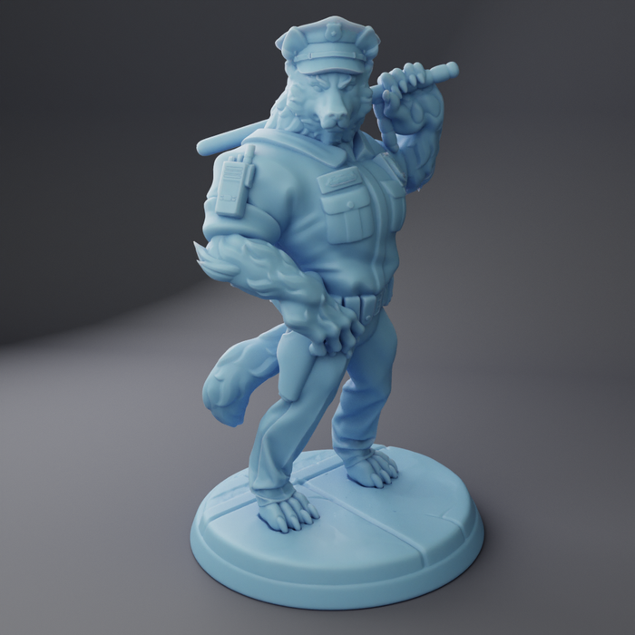 K9 Officer Werewolf - 28mm 32mm 54mm or 75mm Miniatures Twin Goddess Fantasy Crime Drama