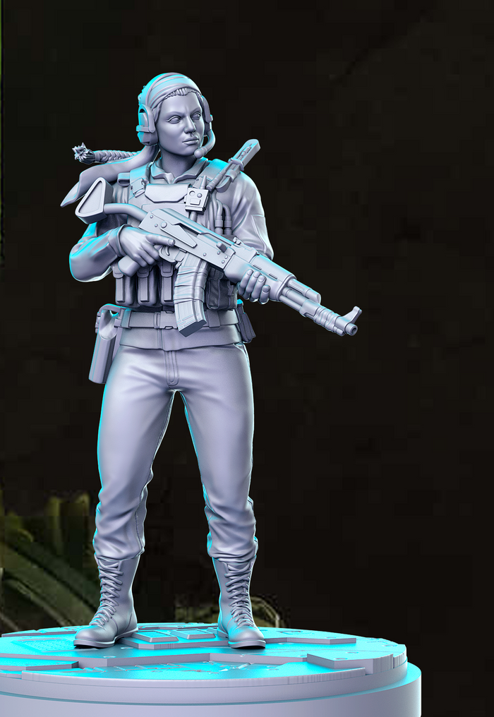 Farah Female Military Commander Gunner Soldier - 28mm or 32mm Miniatures RN Estudio Mini Champions CoD