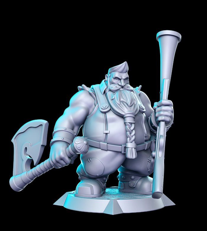 Guldram Dwarf Marksman Gunner - 28mm or 32mm Miniatures RN Estudio Mini JRPG Vol 19-Western Vol 3-Death Match Vol 1
