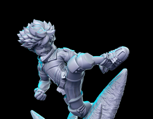 a statue of a man on a surfboard