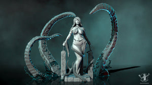 Maya Kraken Priestess Female 1:10 Scale Resin 3D Printed Nude NSFW & SFW Variants - Beautiful Anime Tentacle Figure Sculpt by Ritual Casting