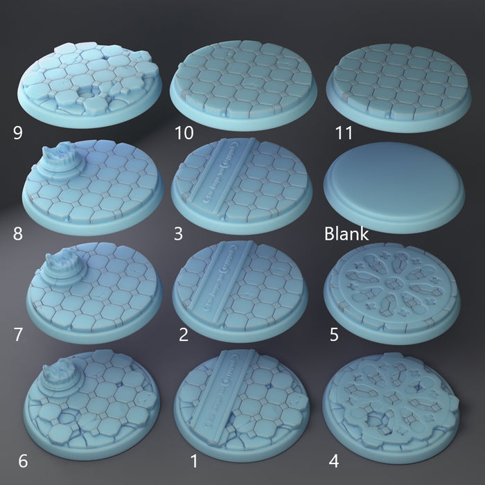 Temple Stone Tile Floor Style Argyle Blank Round Bases for D&D Miniatures 25mm and 32mm Magical Girl