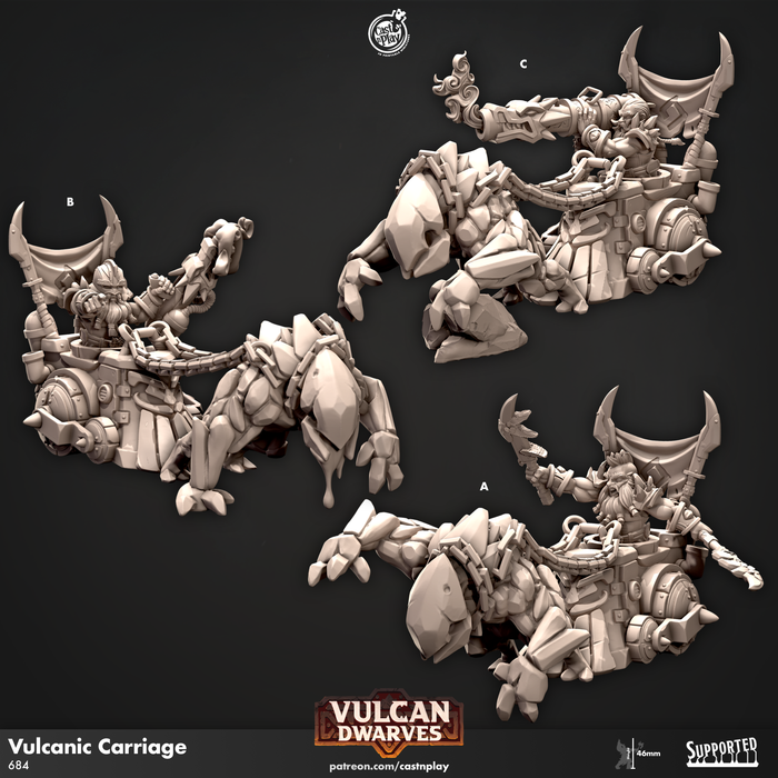 Vulcanic Carriage - 28mm or 32mm Miniatures - Vulcan Dwarves