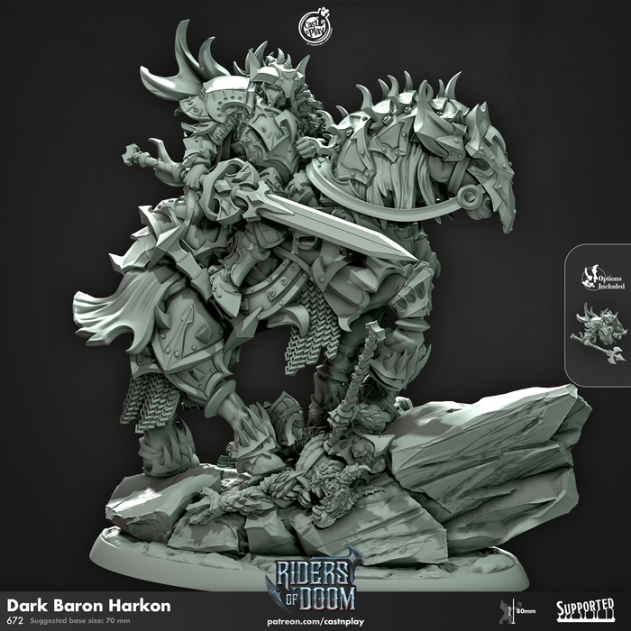 Dark Baron Harkon Knight - 28mm or 32mm Miniatures - Riders of Doom