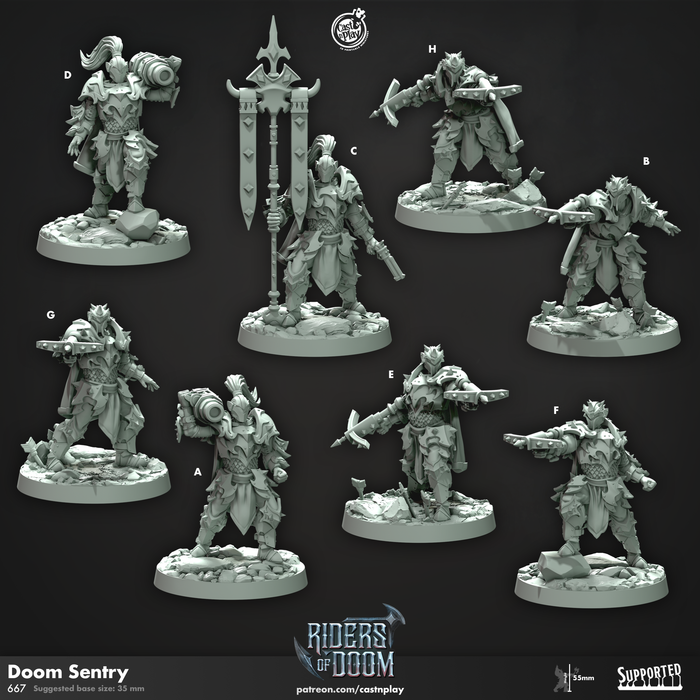 Doom Sentry Knight Fighter - 28mm or 32mm Miniatures - Riders of Doom