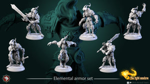 Elemental Armor Warriors - 28mm or 32mm Miniatures