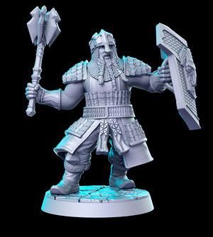 Dwarf Mace Fighter - 28mm or 32mm Miniatures - Against the Shadows Vol 4