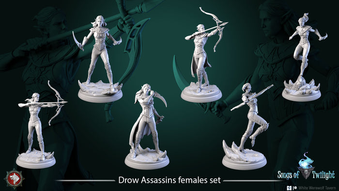 Drow Assassin Females - 28mm or 32mm Miniatures
