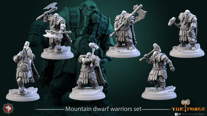 Mountain Dwarf Warriors - 28mm, 32mm or 75mm Miniatures - The Forge