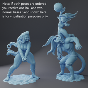 Volleyball Diorama Sexy Goblin, Tiefling, and Human Girl - 28mm 32mm 54mm or 75mm Beach Vol 2 Miniatures