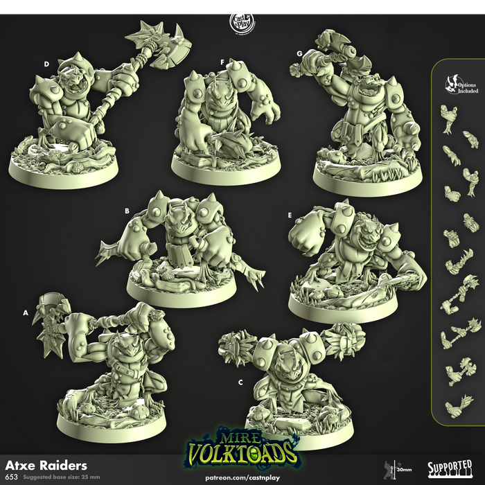 Axte Raiders Frogmen Toads - 28mm or 32mm Miniatures - Mire Volktoads