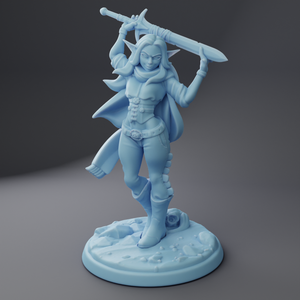 Elf Cowgirl w/ Sword - 28mm 32mm 54mm or 75mm Miniatures