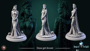 Drow Girl Annier - 28mm, 32mm, or 75mm Miniatures