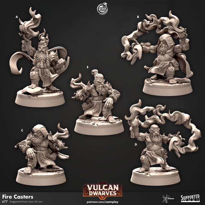 Fire Casters Wizard Sorcerer - 28mm or 32mm Miniatures - Vulcan Dwarves
