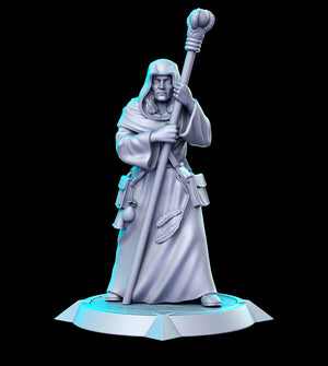 a statue of a wizard holding a staff