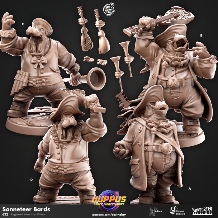 Sonneteer Bards Hippos - 28mm or 32mm Miniatures - Huppus Space Marines