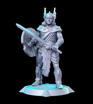 a statue of a knight with a sword and shield