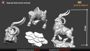 Armored Dwarven Goat Mount - 28mm, 32mm, or 75mm Miniatures - The Forge