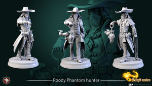 Roody the Phantom Hunter - 28mm, 32mm, or 75mm Miniatures - Halloween Supernatural