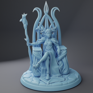 Elf Queen on Throne - 28mm 32mm 54mm or 75mm Miniatures